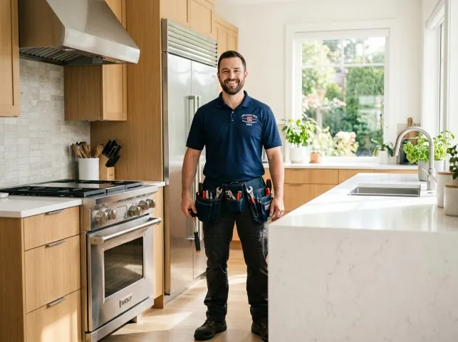 Appliance Repair Hero technician in a Boyds, MD kitchen after an appliance repair